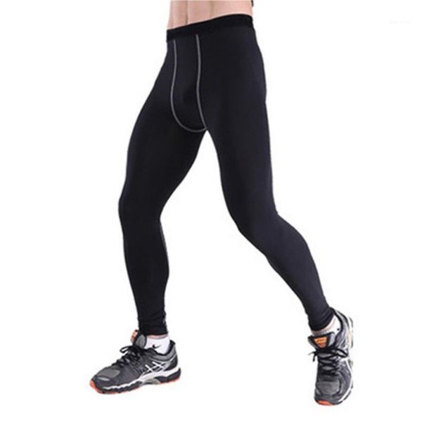 

men's slim tight compression fitness long pants high-elastic skinny sport running gym cycling sweatpants trousers pantalon homme1, Black