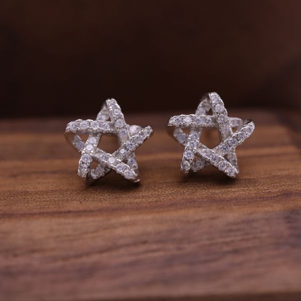 

hengsheng s925 silver cross-border one product dropshipping five-pointed star fashion korean style simple zircon stud earrings for women