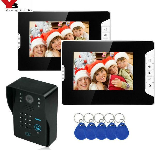 

video door phones yobang security 7 inch 2 monitor rfid password phone intercom doorbell with ir camera 1000tv line access control syst