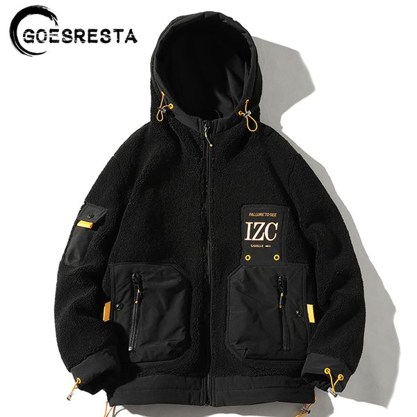 

goesresta new men's fashion tide brand thick street wild autumn and winter loose warm jacket men 201111, Black;brown