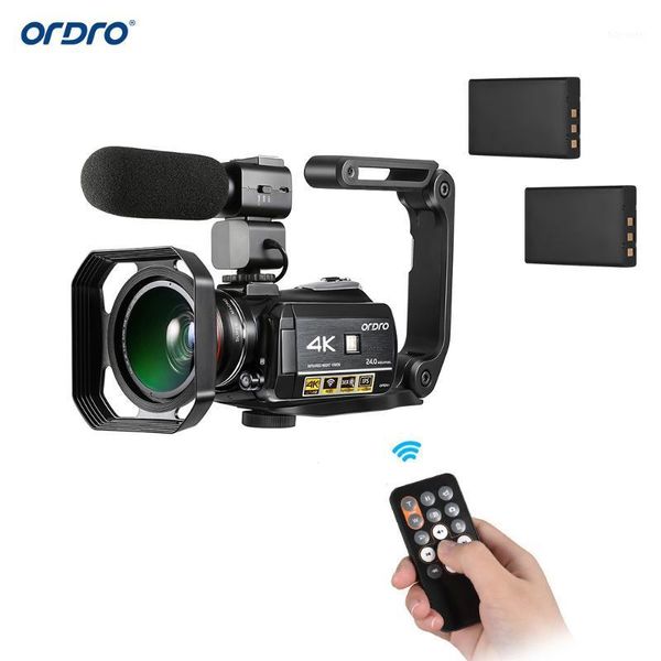 

ordro ac3 4k wifi digital video camera camcorder dv recorder 24mp 30x zoom night with 2pcs batteries+extra 0.39x lens+microphone1