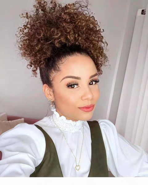 

120g afro ponytail extension human hair ponytails afro kinky clip in virgin brazilian hair drawtring ponytail ing, Black