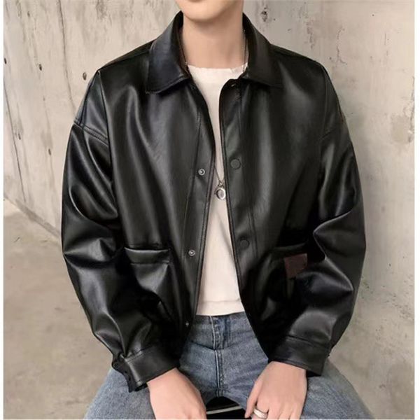 

men jacket desinger winter long parkas fashion men winter clothing windbreaker long down coat leather jacket size m, Black
