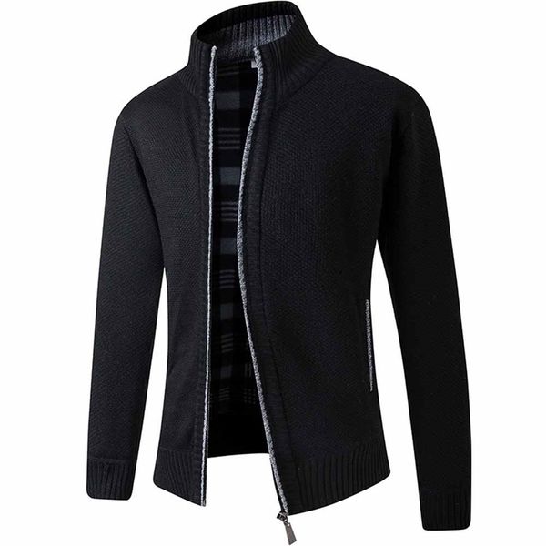 

faliza men's sweaters coat new autumn winter warm thick cardigan long sleeve fleece clothing full zip male causal knitwear xy111 201211, White;black