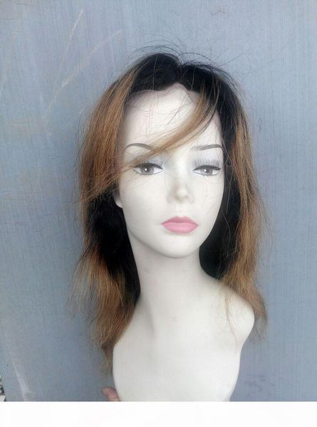 

brazilian human virgin hair wigs wavy style hair product ombre color 130% desnity lace front full lace wigs, Black