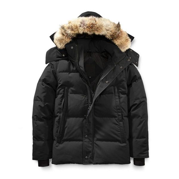 

winter fourrure down parka homme jassen chaquetas outerwear wolf fur hooded fourrure manteau wyndham canada down jacket coat hiver doudoune, Black