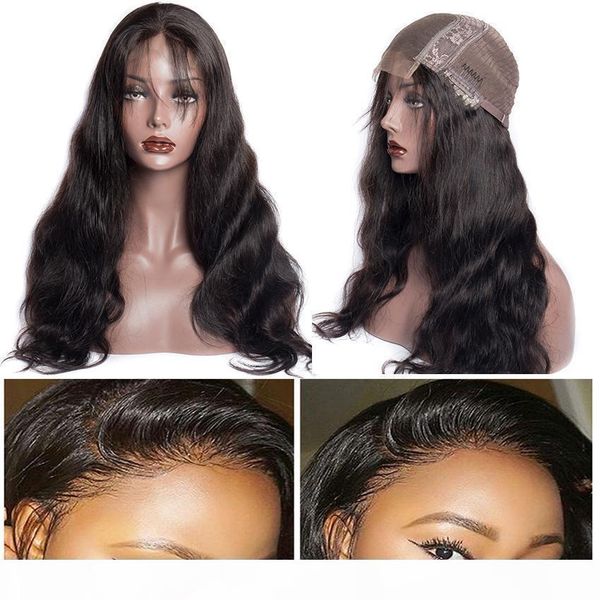 

human hair wig peruvian glueless lace front human hair wig with baby hair remy 4x4 lace closure wigs for black women, Black;brown