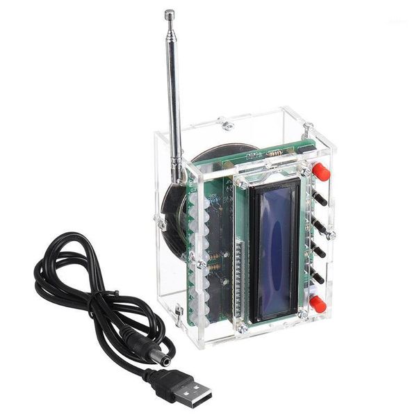 

diy fm radio kit transparent shell mini stereo radio receiver diy kit 4.5v-5.5v led lcd light display built in speaker antenna1