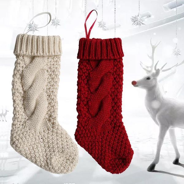 

christmas decorations hand knitted gift bag socks candy decorative stocking1
