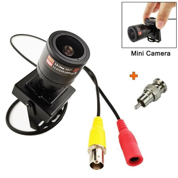 

cameras metal micro 2.8-12mm lens varifocal mini camera 700tvl adjustable +rca adapter for security cctv car overtaking1