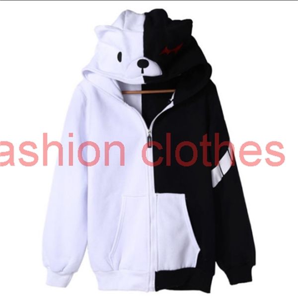 

anime cosplay danganronpa monokuma jacket hoodie sweatshirt coat, Black