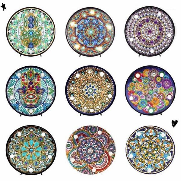 

paintings round diy mandala landscape diamond painting light embroidery lamp full special drill led shinny beads1