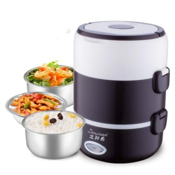

electric food steamer heat preservation lunch box food warmer mini steamer three layers of black