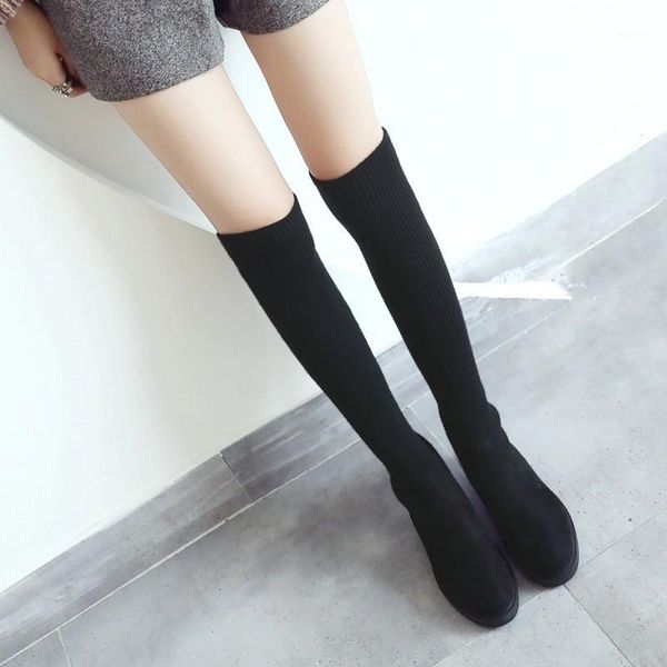 

fashion thigh high boots women solid colors elastic socks boots fashion casual shoes female1, Black