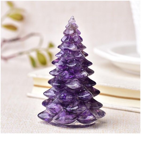 

resin natural gemstone luck tree handmade ornaments christmas trees sile home decoration crafts figurine holi qylzqf, Black