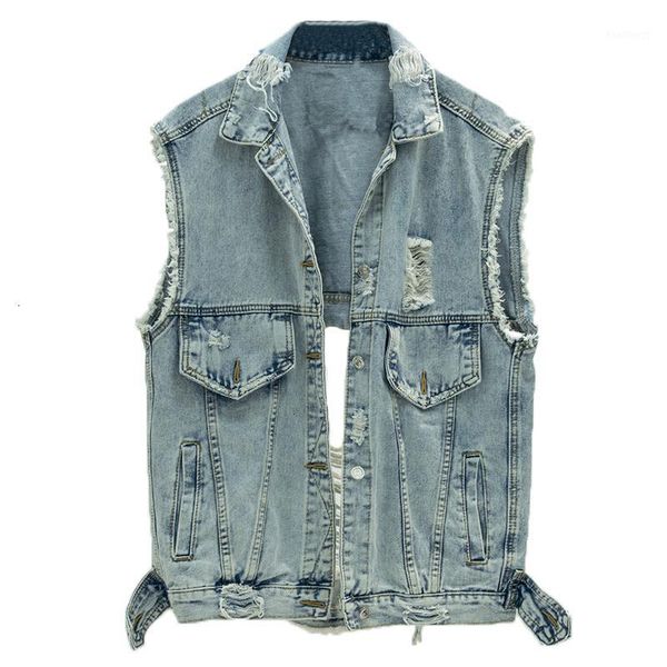 

gat denim vrouwen vesten mouwloze turn-down kraag womens jeans vest herfst casual jean jas plus size vrouwelijke bovenkleding1, Black;white