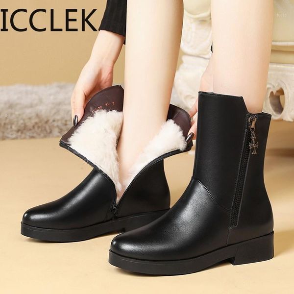 

boots -selling women winter fashion shoes plus plush / warm snow platform mid-calf1, Black