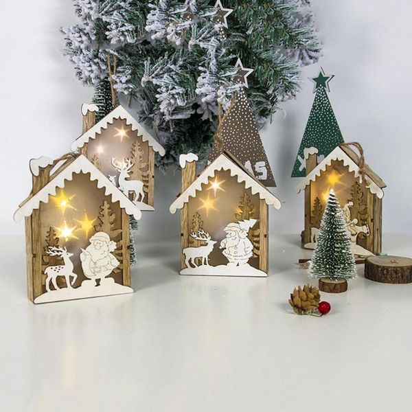 

christmas decorations lightweight wooden cabin light up ornament hanging xmas tree el window decor convenient to install
