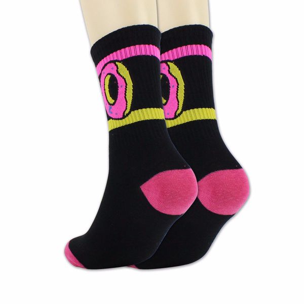 

new trendy tube cotton striped casual sweat deodorant donut men's socks, Black