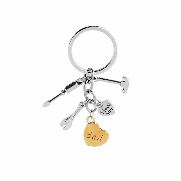 

я люблю тебя папа keyring отвертка / молот / гаечный charm член семьи гравировкой в ​​форме сердца брелок father»день подарков, Slivery;golden