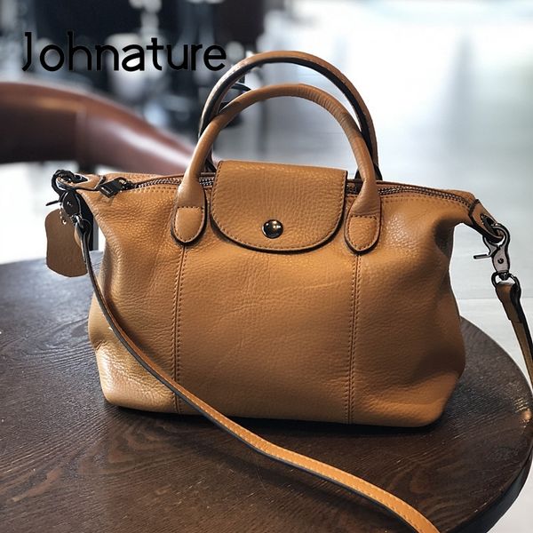 

johnature fashion luxury handbags women bags 2020 new genuine leather large capacity soft cowhide shoulder & crossbody bags c0121