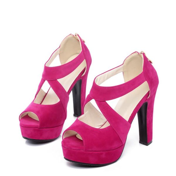 

sandals womens summer super high heel fish mouth suede black rome back zip