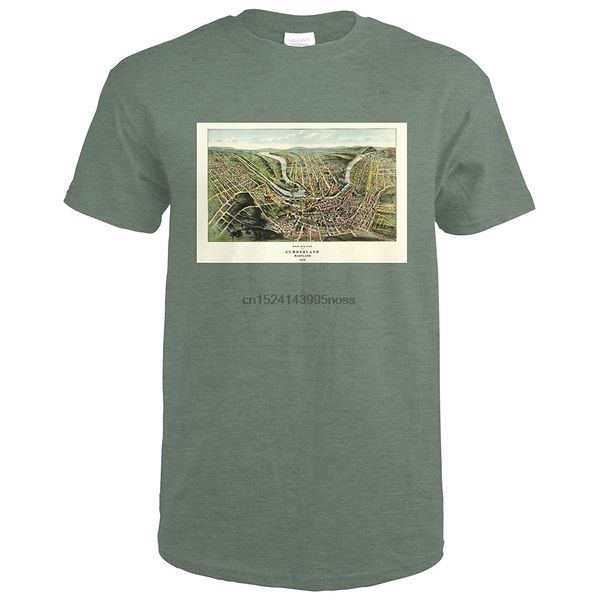 

cumberland maryland - vintage panoramic map - artwork 100309 (heather military green t-shirt large) sport hooded sweatshirt hoodie