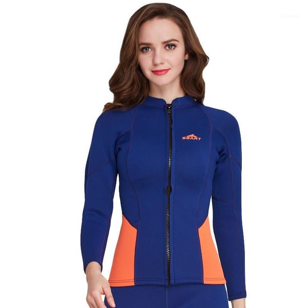 

swim wear 2mm neoprene wetsuit women 2021 winter warm long sleeve swimwear rash guard ladies wet suit scuba surf diving t-shirts /1