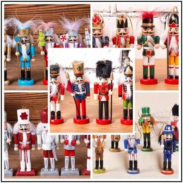 

decorative objects & figurines 10sets handcraft puppet wooden christmas nutcracker soldier doll gift figures home office party ornament xmas