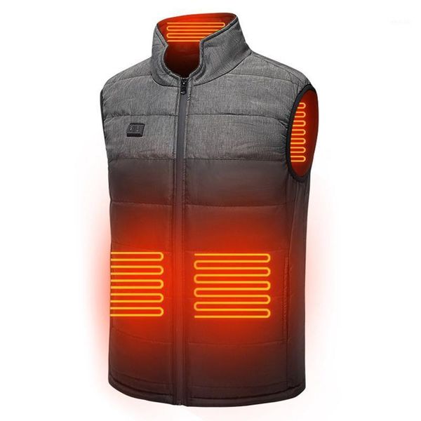 

outdoor t-shirts men autumn winter smart heating cotton vest usb infrared electric women flexible thermal warm jacket1, Gray;blue