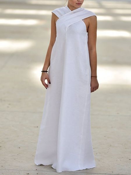 

solid color chest cross neck backless wear women's solid color chest cross dress neck backless dress women's wear t6bns, Black;gray