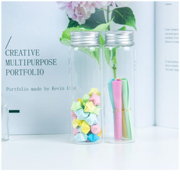 

37*120*24mm 90ml glass bottles aluminium cap transparent clear liquid gift candy container empty wishing bottles jars bbyvtu