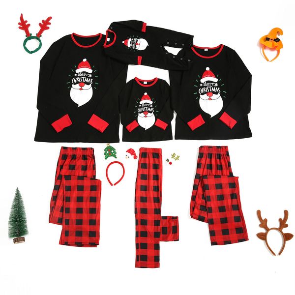 

newborn baby christmas cartoon pajamas plaid family matching romper jumpsuit children's parent-child outfit pijama navidad family two p, White