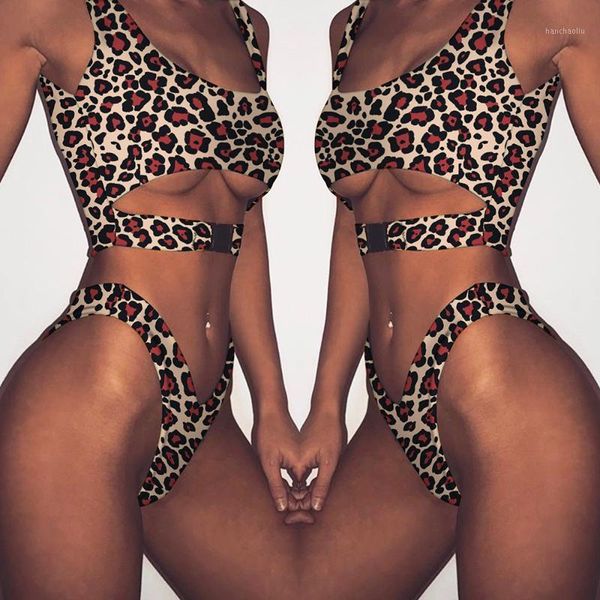 

bikinis set imanfive leopard 2021 arrival buckle print women bikini high leg swimwear swimsuit brazilian biquini l1
