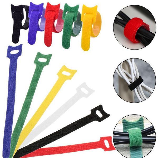 

20pcs cable nylon strap black cable cord hook and loop ties reusable tidy 10*150mm/12.5*200mm organiser for winder ma qylgew