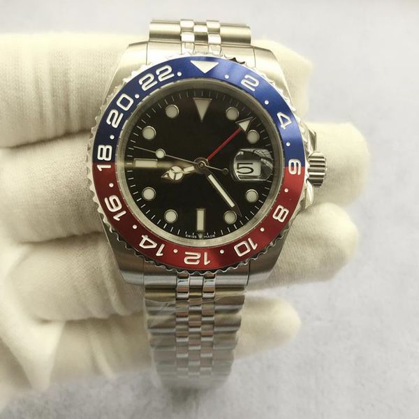 

2021 new mechanical automatic v3 version gmt men's watch 50m waterproof eta 2813 sapphire ceramic bezel stainless steel solid clasp, Slivery;brown