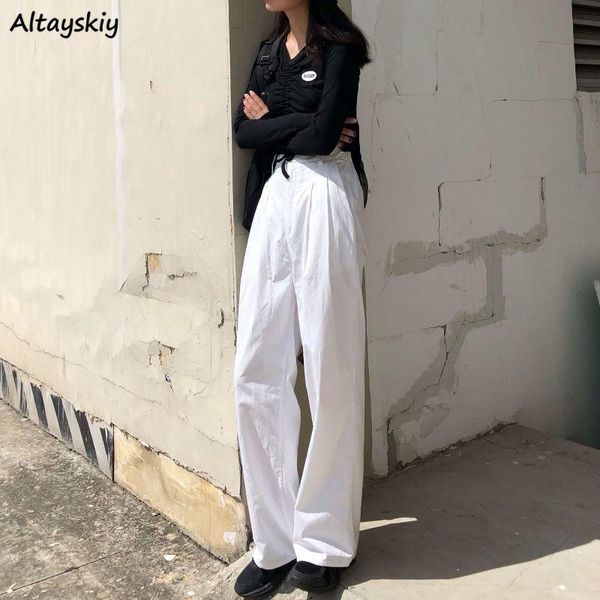 

women's jeans women ins retro daily loose high waist all-match summer full-length ladies denim trousers simple solid female streetwear, Blue