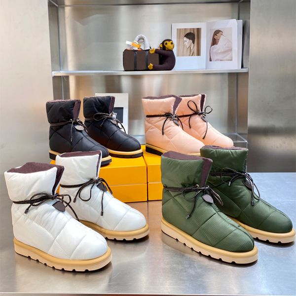 

winter warm wool snow boots woman flat travel lace-up rainboots lady letter ankle rain boot thick bottom women desig, Black