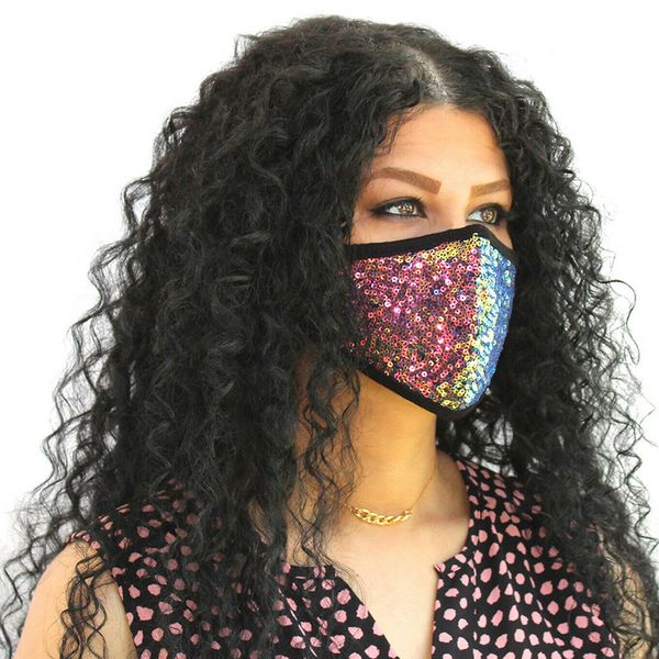 

face 1pcs sequin washable fashion reusable polyester women breathing filter mouth mask with design mascarillas