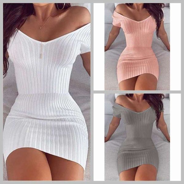 

fit slim women's v-neck fashion short sleeve dress ba0468, Black;gray