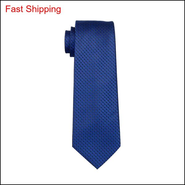 

blue tie for men classic silk hanky cufflinks set jacquard woven formal work meet qylnbk nana_shop, Black;blue