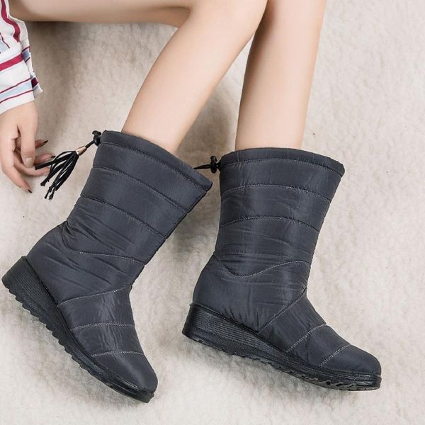 

heidsy snow boots plush warm mid-calf boots female winter shoes women waterproof women winter ladies shoes plus size, Black