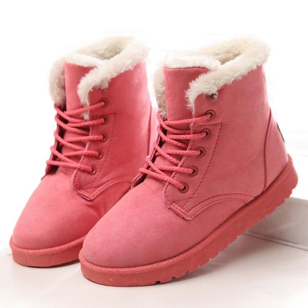

boots women winter plus size 43 snow with plush booties for shoes woman ankle botas mujer, Black