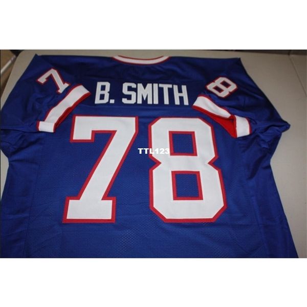 

123 bruce smith #78 sewn stitched retro jersey full embroidery jersey size s-4xl or custom any name or number jersey, Black