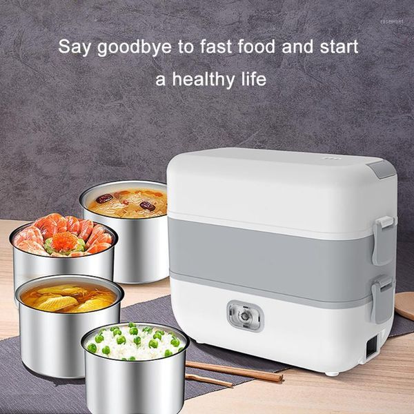 

rice cookers 2l high capacity single double layer 220v portable electric lunch box soup heating steamer container cooker1
