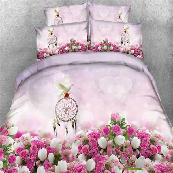 

bedding sets 100%cotton 3d flower rose 4pcs set no filler twin/full//king/super king size pigeon home textile