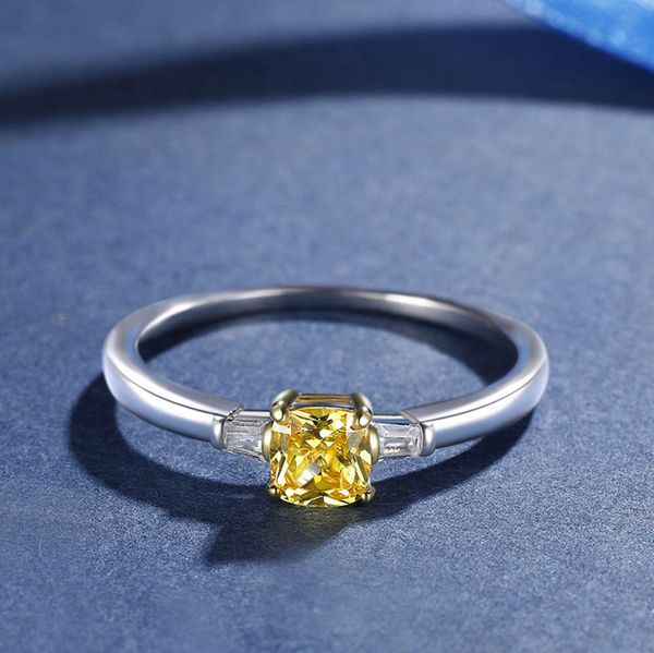 

Luxurys Designers Fashion Jz290 color diamond ring fashion female trend simulation yellow diamond ring popular jewelry, Silver