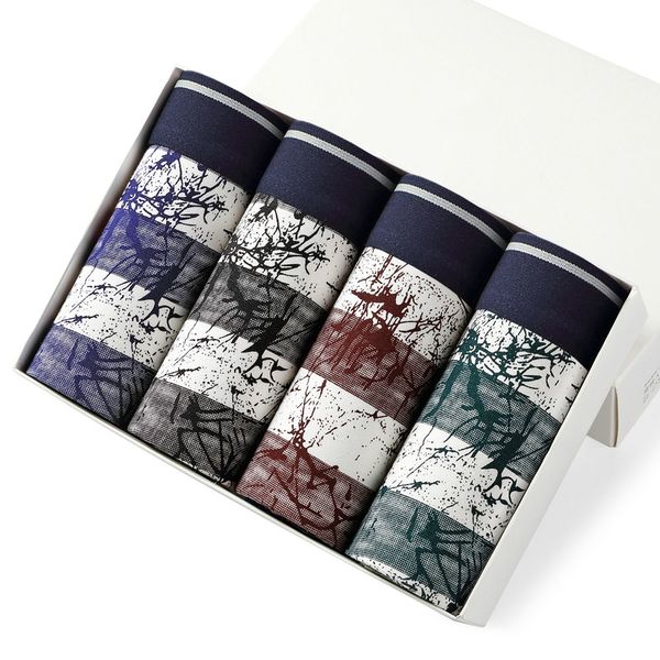 

2021 new 4-bun/batch men underwear fashion shorts comfortable breathable male boxer s floral boxers 8w4r, Black;white