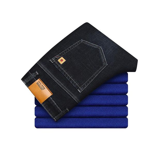 

new winter warm fleece mens jeans thick stretch denim jean straight male brand cotton pants men plus size 40 42 44 46 elasticity, Blue