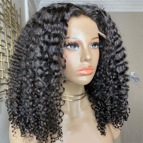 

kinky curly natural hairline lace front wig for women black babyhair preplucked glueless daily wear high temperature, Black;brown